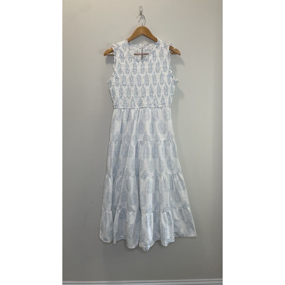 Society Social x Crown & Ivy The Newport Dress Smocked Coastal Chic Cottage 8 - Picture 1 of 13